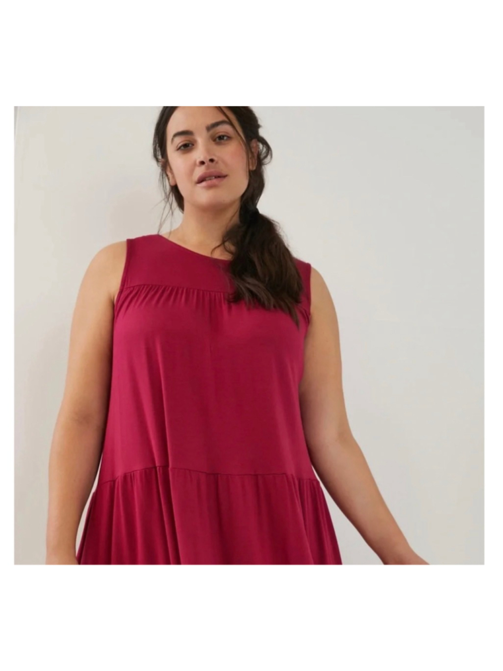 Anthropologie Saturday Sunday Shanna Fuchsia Tiered Sleeveless Jersey Dress XS - Picture 3 of 9